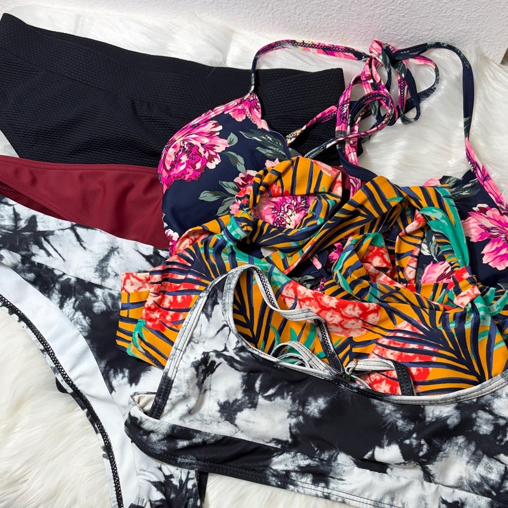 Bundle Bikini Tops Bottoms Summer Beach Floral, Tropical & Tie-Dye Mix